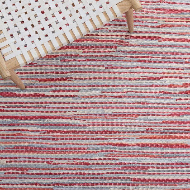 Handmade Boho Stripe Cotton Flat Woven Area Rug, Red 30"x4"