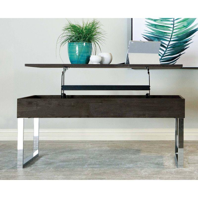 Baines Lift Top Coffee Table Dark Charcoal/Chrome - Coaster