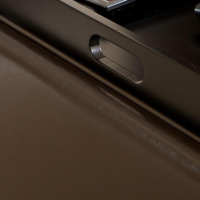 Wellington Leather Tray Top Storage Ottoman Brown - Christopher Knight Home: Footstool, Hardwood Frame