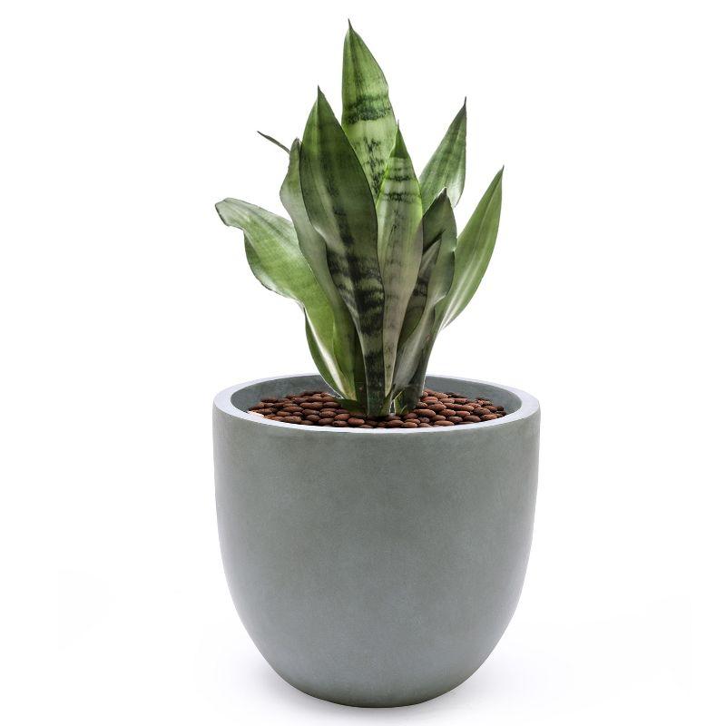 LuxenHome Round Tapered 12.2" H Flower Pot Planter Gray