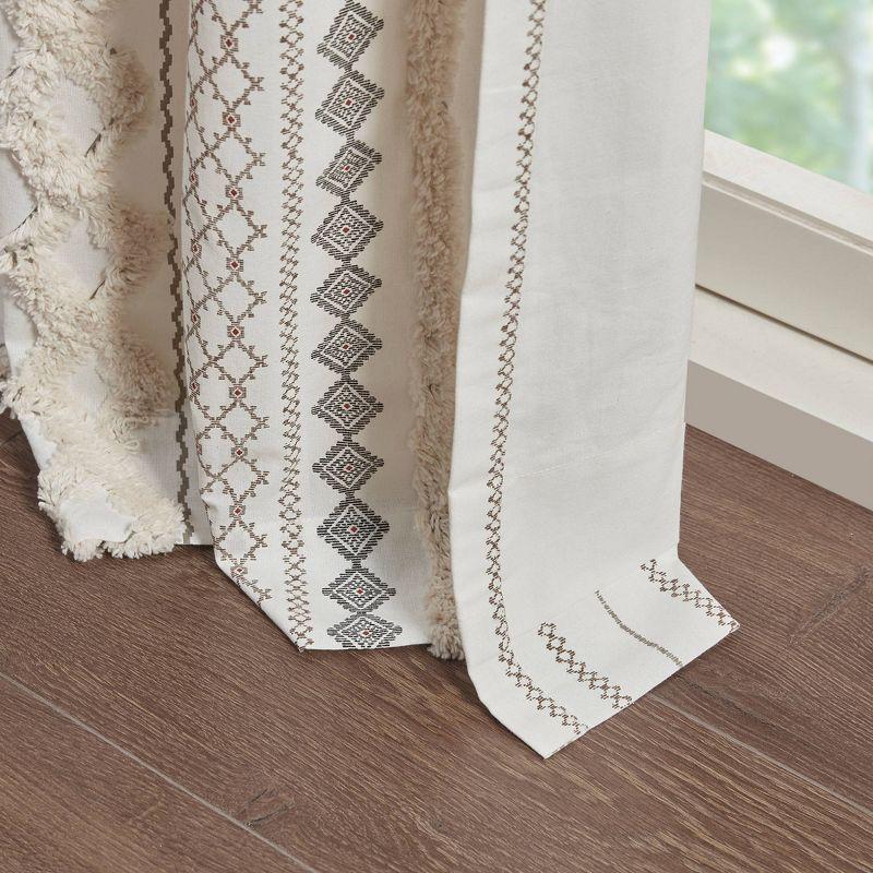 Ivory Cotton Chenille Stripe Room Darkening Curtain Panel