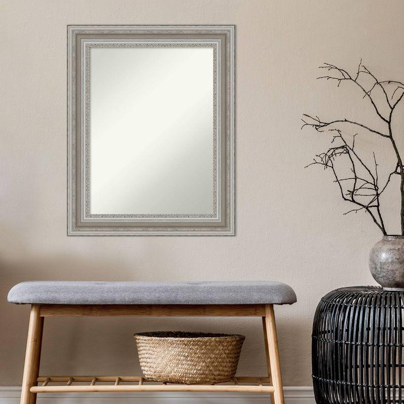 24" x 30" Non-Beveled Parlor Bathroom Wall Mirror Silver - Amanti Art: Rectangle Vanity, Polystyrene Frame, Wall Mounted