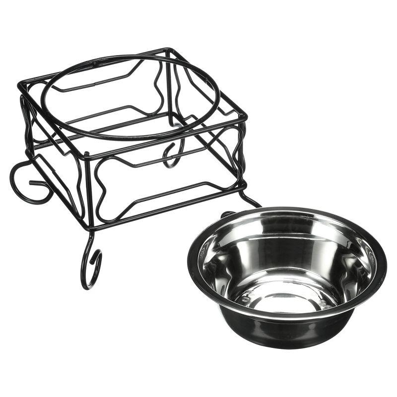 Large Elevated Wrought Iron Stand with Stainless Steel Feeder Bowl