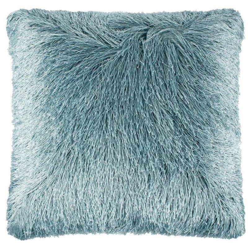 Blue 20" Square Shag Outdoor Accent Pillow