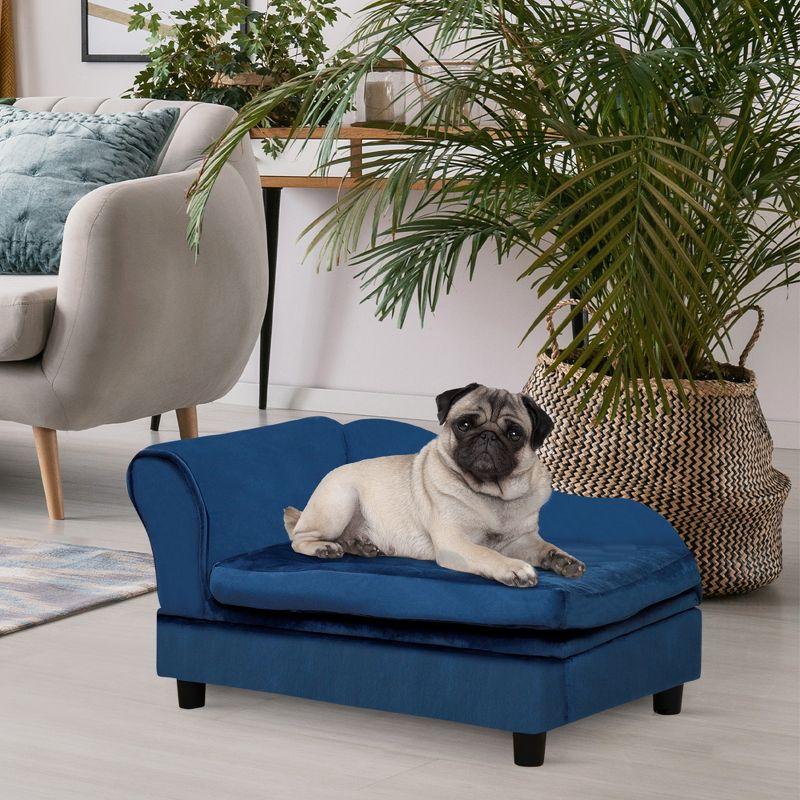 PawHut Fancy Dog Bed for Small Dogs with Hidden Storage, Small Dog Couch with Soft Foam, Dog Sofa Bed, Cushy Dog Bed, Pet Furniture for Puppies