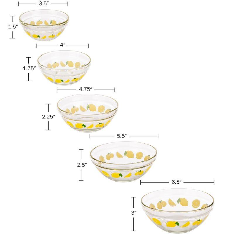 20-Piece Glass Bowls with Lids Set - Lemon Design Mixing Bowls Set with Multiple Sizes