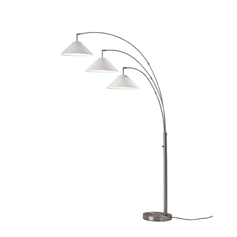 Braxton 3 Arm Arc Lamp Brushed Steel - Adesso: Modern Multi-Head, ETL Listed, Metal Body with Polyester Shade