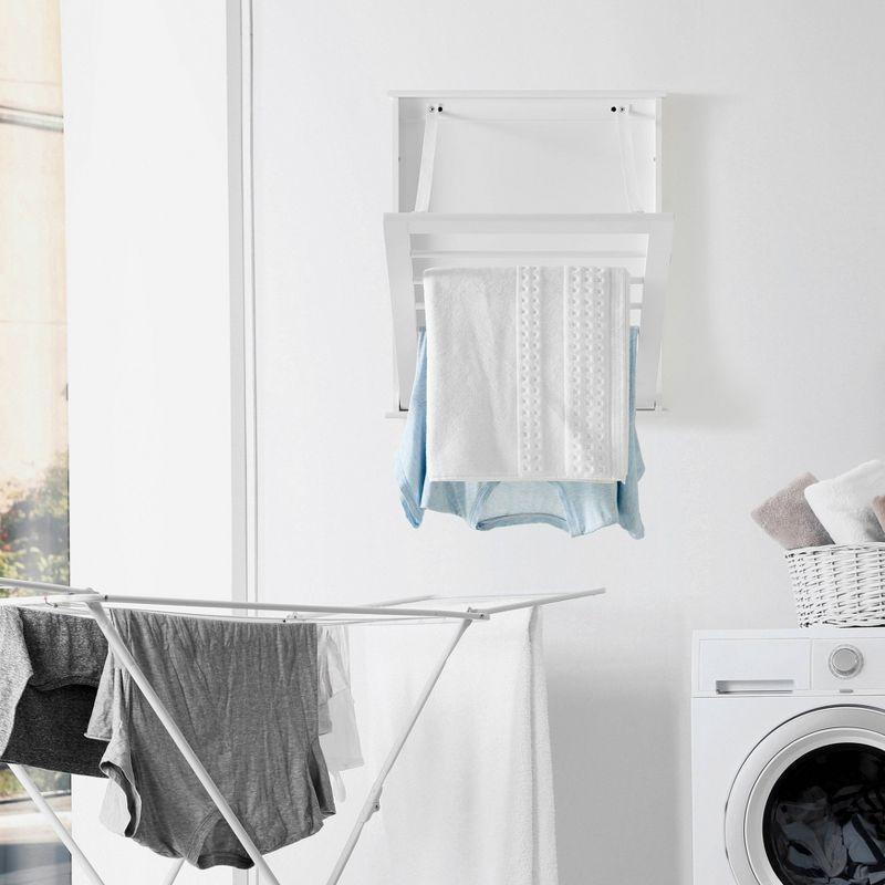6 Slotted Folding Wall Mounted Laundry Drying Rack White - Danya B.