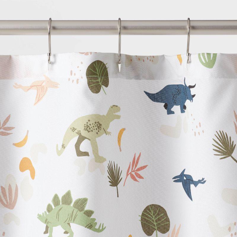 Dinosaur Kids' Shower Curtain - Pillowfort™: Multicolor, Machine Washable, Twill, Buttonhole Top, 72"x72"