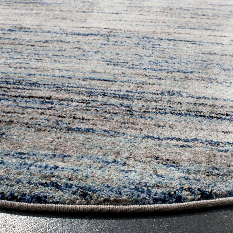 Celestial Blue-Grey 5'3" Round Synthetic Easy-Care Area Rug