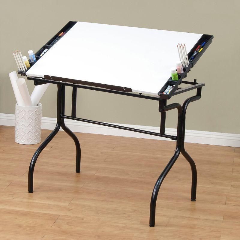 studio designs Craft Desk Black: Powder-Coated Finish, Wood Composite, Metal Frame, 35° Tilt Drafting Table