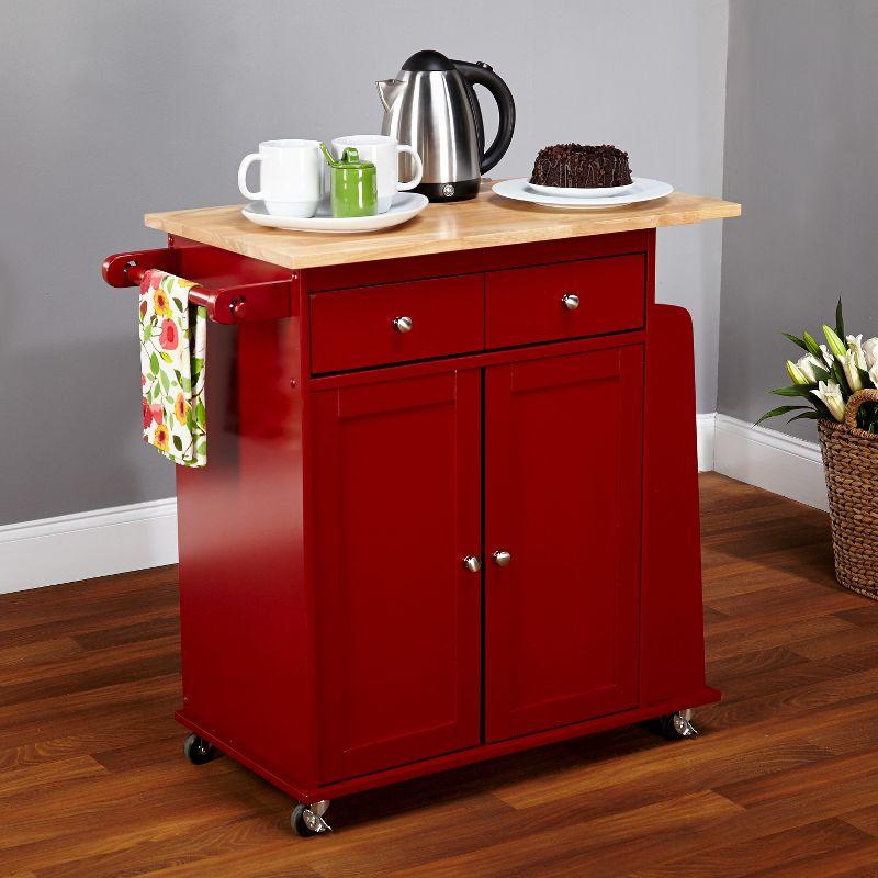 Michigan Kitchen Cart Red - Buylateral: Wood Composite, Locking Wheels, Storage Shelves