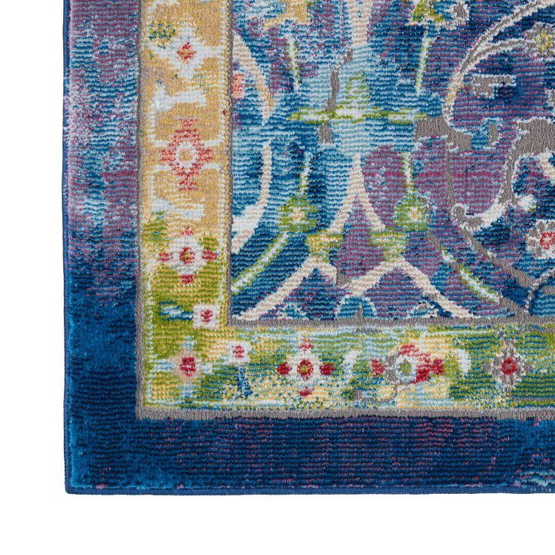 Global Vintage GLB03 Blue Area Rug Oushak Vintage Center Medallion By Nourison