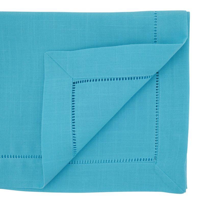 Turquoise Hemstitched Polyester Table Runner