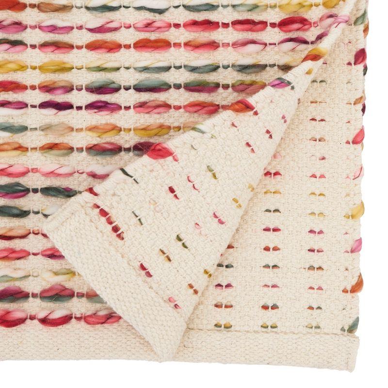 Multicolored Cotton Woven Rainbow Stripe Table Runner, 16"x72"