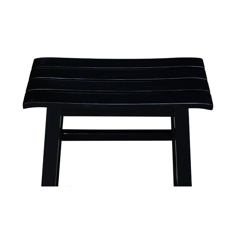 18" Slat Seat Counter Height Barstool Black - International Concepts: Rubberwood, Backless