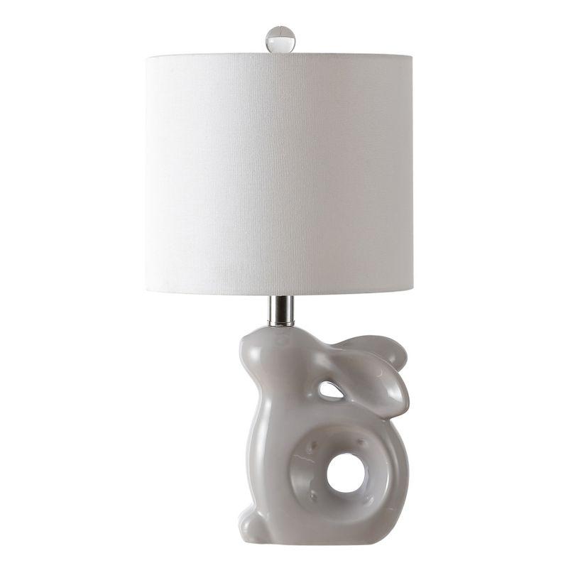 Ruby 19" Grey Ceramic Bunny Table Lamp with Cotton Shade