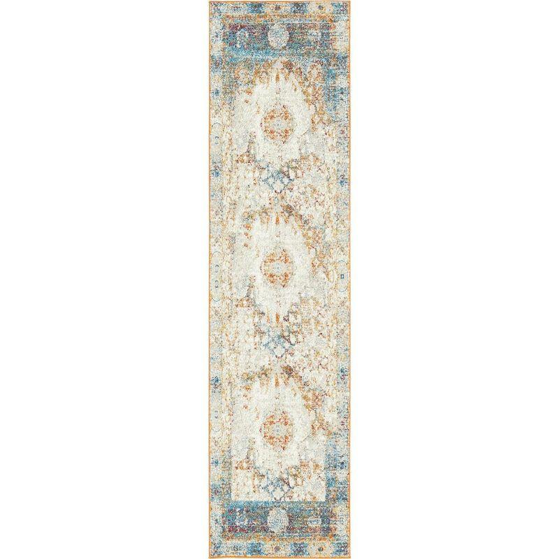 Unique Loom Rosso Collection Area Rug - Bellini (2' 7" x 10' Runner Beige/Blue)
