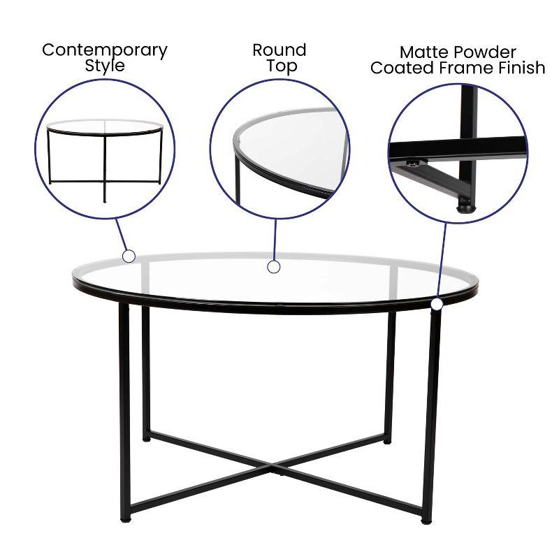 Merrick Lane Round Coffee Table Set - 3 Piece Coffee Table Set with Crisscross Frame - Coffee Table & 2 End Tables