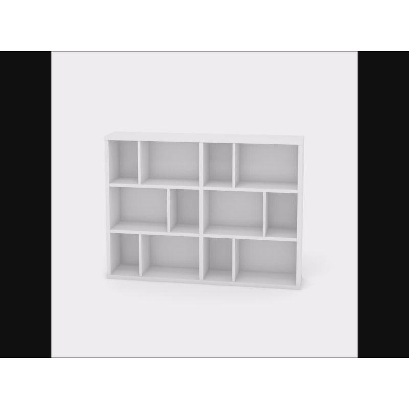 44.13"12 Cubbies Horizontal Style Bookcase White - Sauder: Modern Display Shelves, Enclosed Back, 4 Shelf Organizer