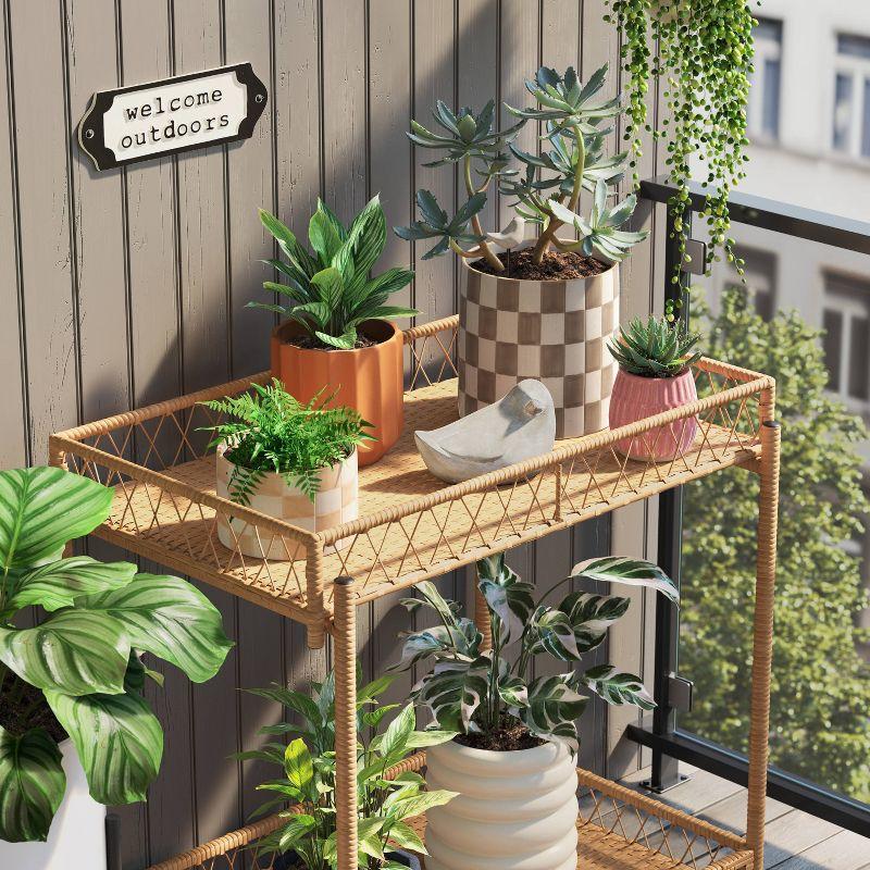 Checker Stoneware Indoor Outdoor Planter Pot Ivory 5.88"x5.88" - Threshold™