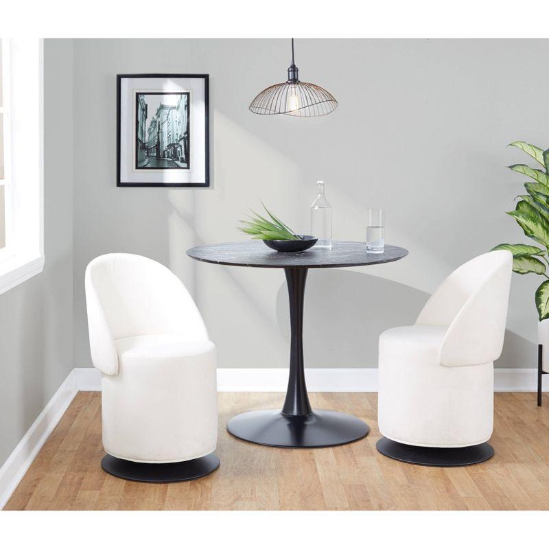 Finch Swivel Accent Chair Black/Cream - LumiSource: Adjustable Backrest, Metal Frame, Polyester Upholstery