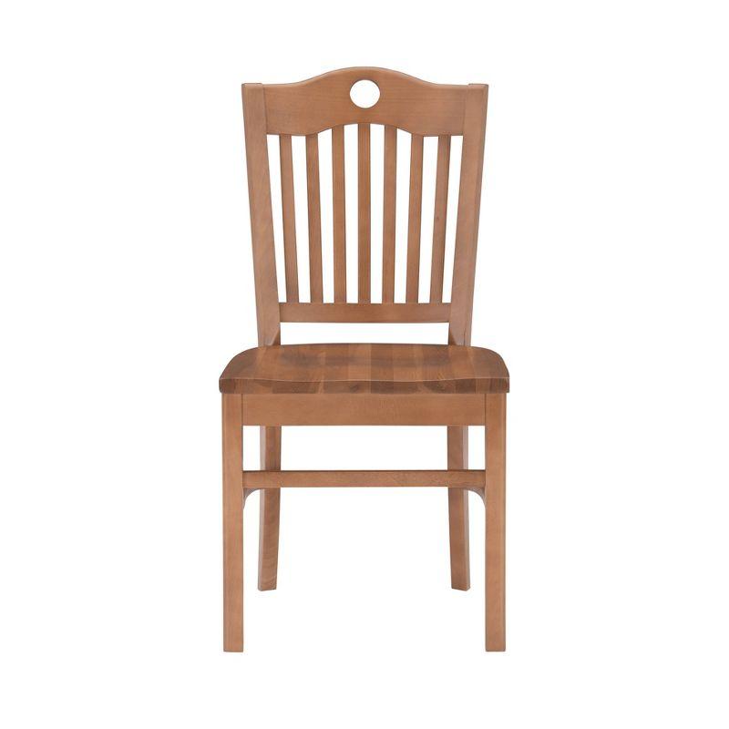 Set of 2 Timeless Brown Beechwood Slat-Back Dining Chairs