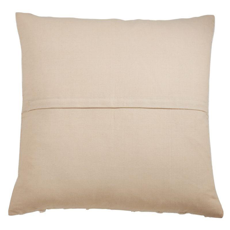 Off-White Cotton Fringe Stripe 22" Square Throw Pillow