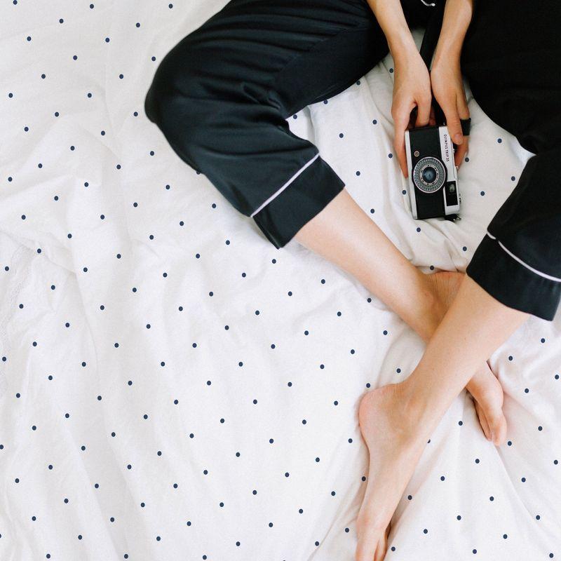 400 Thread Count 100% Cotton Printed Navy Dot Blue 4 Piece Sheet Set - King - California Design Den