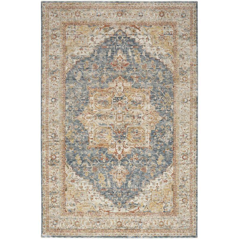 Nourison Petra Vintage Medallion Indoor Rug Ivory Blue 5'3" x 7'8"