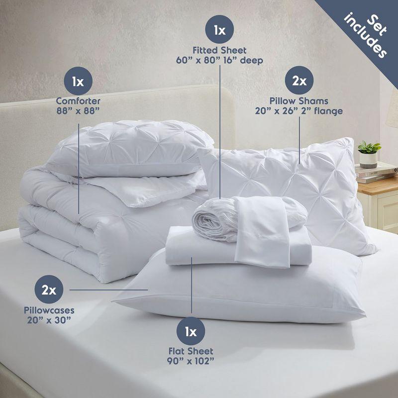 Nestl Bed-in-A-Bag Pleated Comforter Set with Bed Sheets