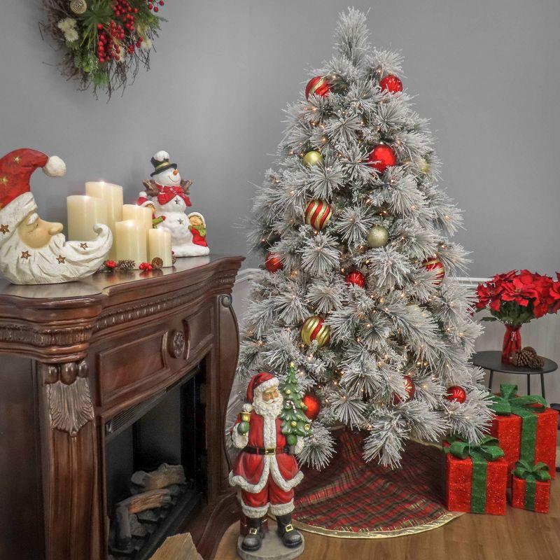 HGTV Pre-lit Flocked Bavarian Pine Artificial Christmas Tree with Clear Lights