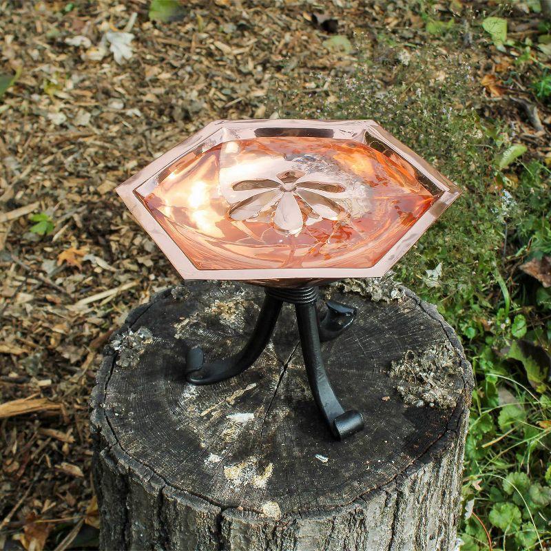 Hexagonal Copper Bee Fountain and Birdbath with Tripod Stand