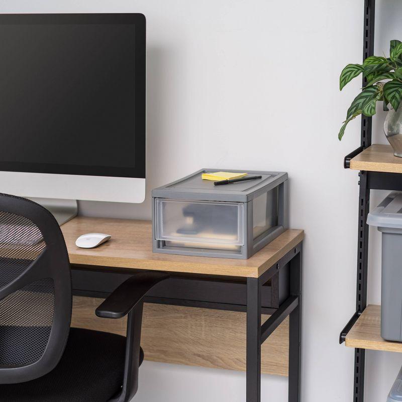 IRIS 6qt 5pk Compact Stacking Storage Plastic Drawer Organizer with Clear Doors: Stackable Utility Storage Drawers