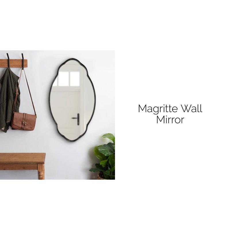 Kate & Laurel All Things Decor 18" x 30" Magritte Scalloped Oval Decorative Wall Mirror Black : Antique Finish, Metal Frame