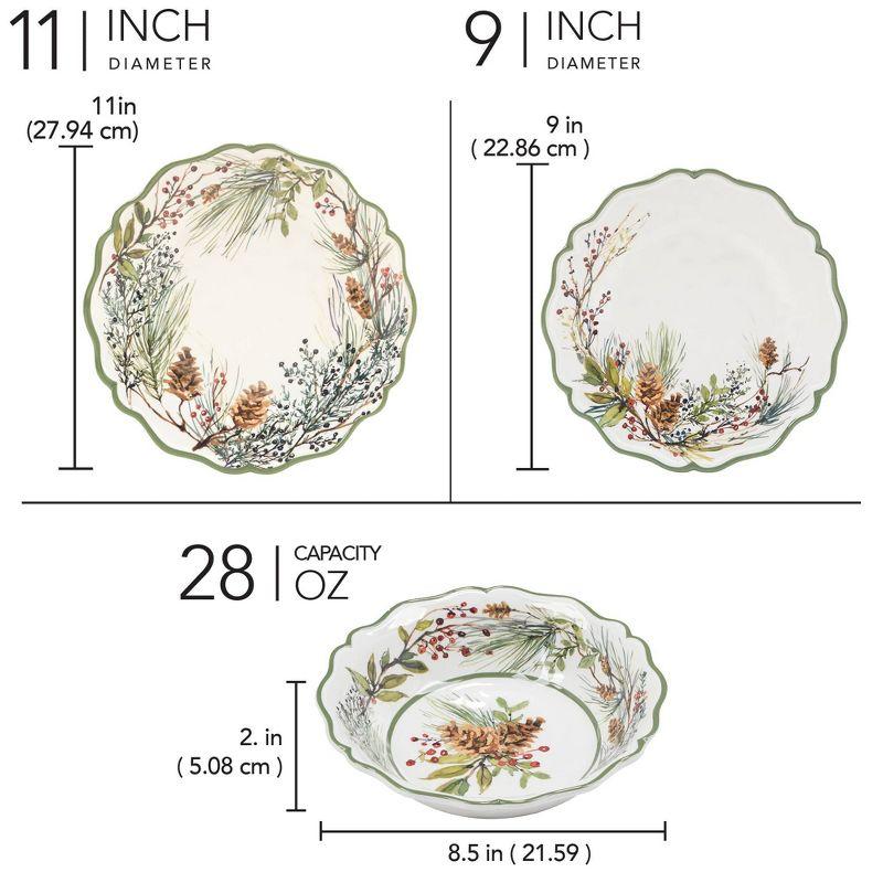 Perlette Red 12pc Melamine Dware Set 4-Dinner Plate 11" 4-Salad Plate 9" 4-Bowl 8.5" x 2"