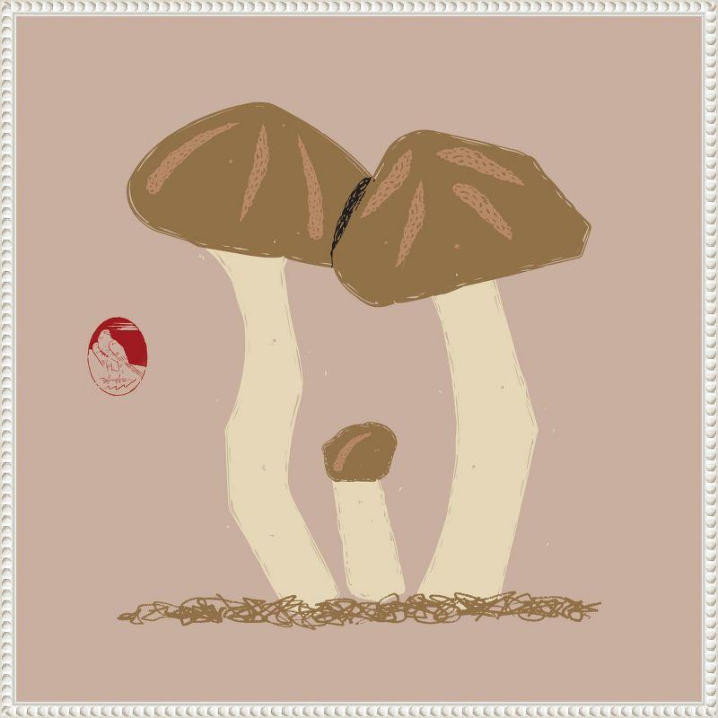 Beaded Frame Mushroom Family Canvas Wall Art