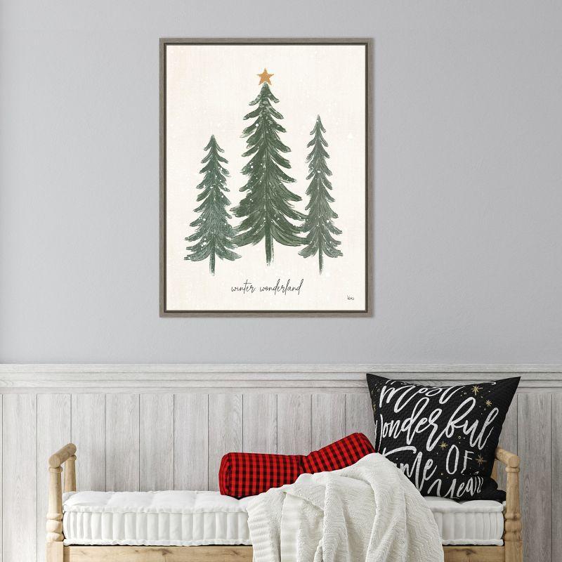 Amanti Art Woodland Christmas Trees by Veronique Charron Canvas Wall Art Print Framed 23 x 30-in.