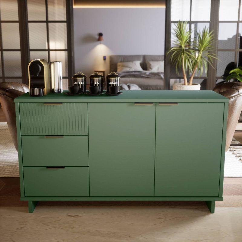 Granville Sage Green 55'' Modern Ribbed 3-Drawer Sideboard