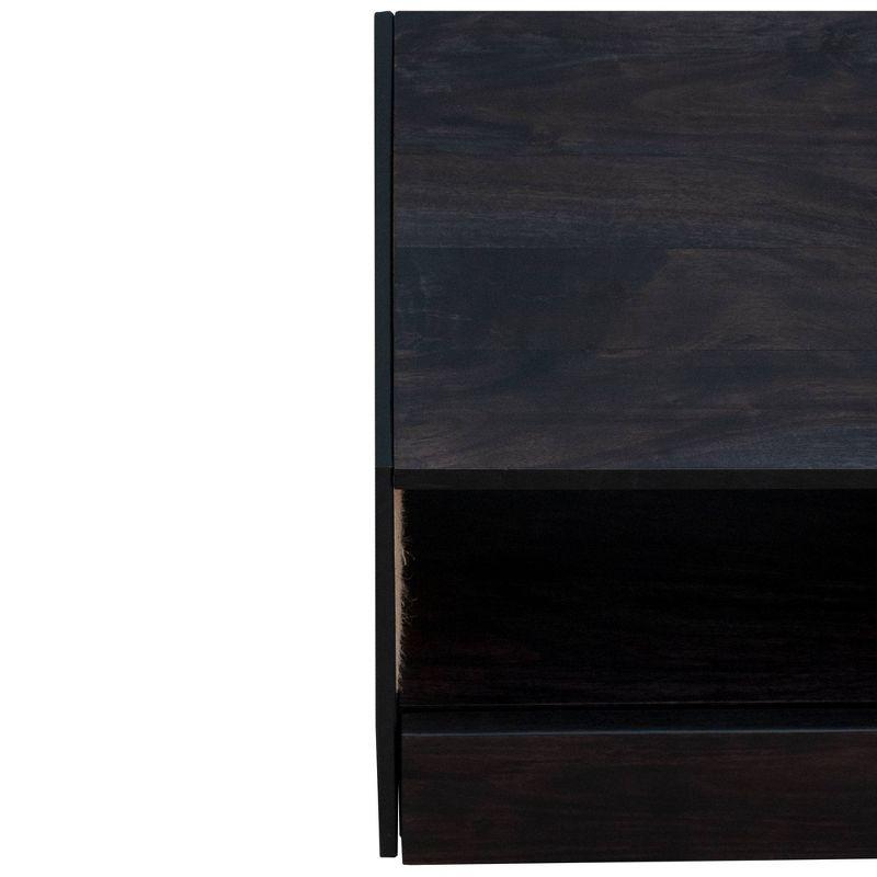 21" Handcrafted Acacia Wood Nightstand Brown/Black - The Urban Port