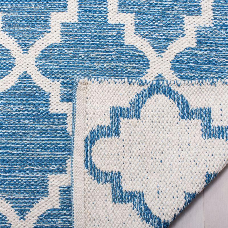 Blue and Ivory Trellis Handwoven Cotton Area Rug 3' x 5'