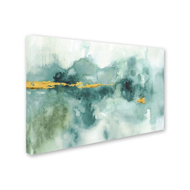 Lisa Audit Green and Gold Abstract Canvas Painting, 32 in