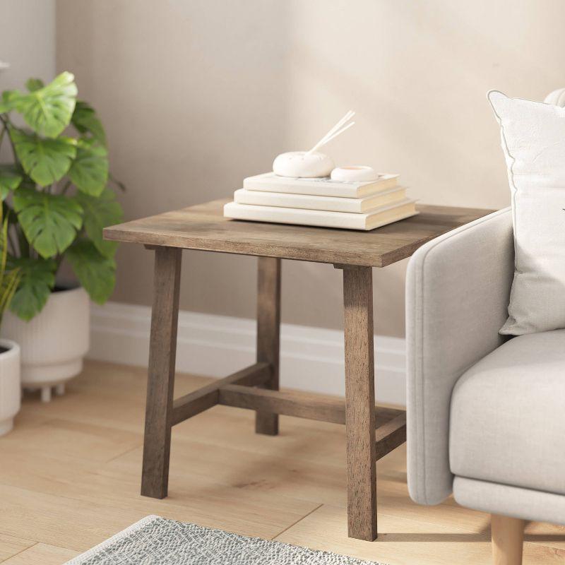 Taylor & Logan Cammie End Table Rustic Brown: Solid Wood, Trestle Base, 19.75" Height
