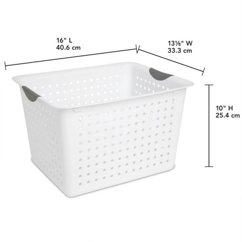 Sterilite Deep Ultra Basket, Closet Organizer Bin, Cabinets, Pantry, Shelving and Countertop Space Open Container, White, 24-Pack