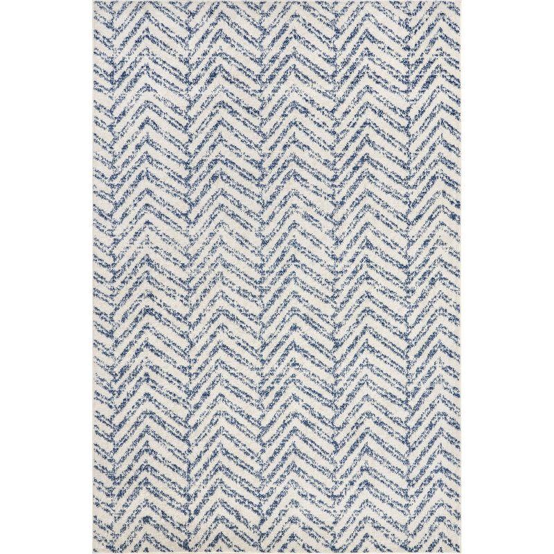 Blue Geometric Non-slip Rectangular Area Rug 5' x 7'