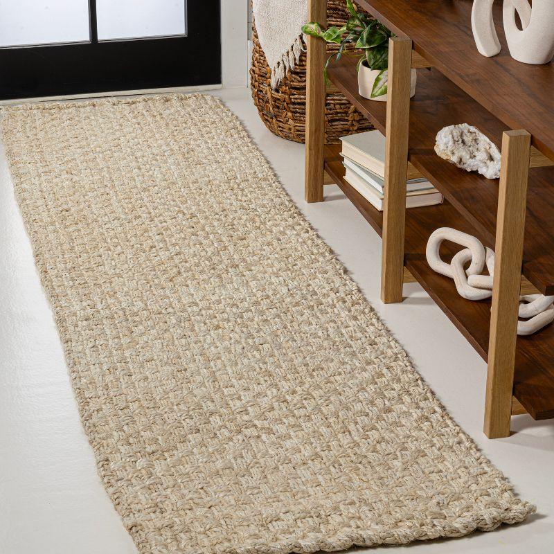 Ivory Handwoven Jute Boucle Chunky 2x8 Runner Rug