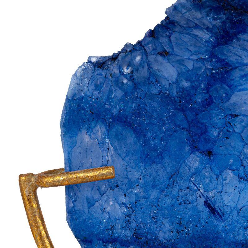 Storied Home Agate on Stand Blue 4" Includes 1 Stand Only: Luxury Glam Metal Sculpture, Indoor Decorative Object