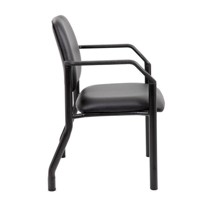 300lbs Guest Chair Antimicrobial Black - Boss Office Products: Sturdy Mid Back, Metal Frame, Easy Clean