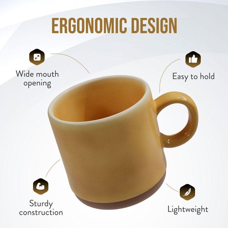 American Atelier Stoneware Mugs w/ Terra Cotta Bottom, Set of 2, 4-Inch Cup for Coffee, Tea, and Hot Chocolate, Dishwasher and Microwave Safe, Honey