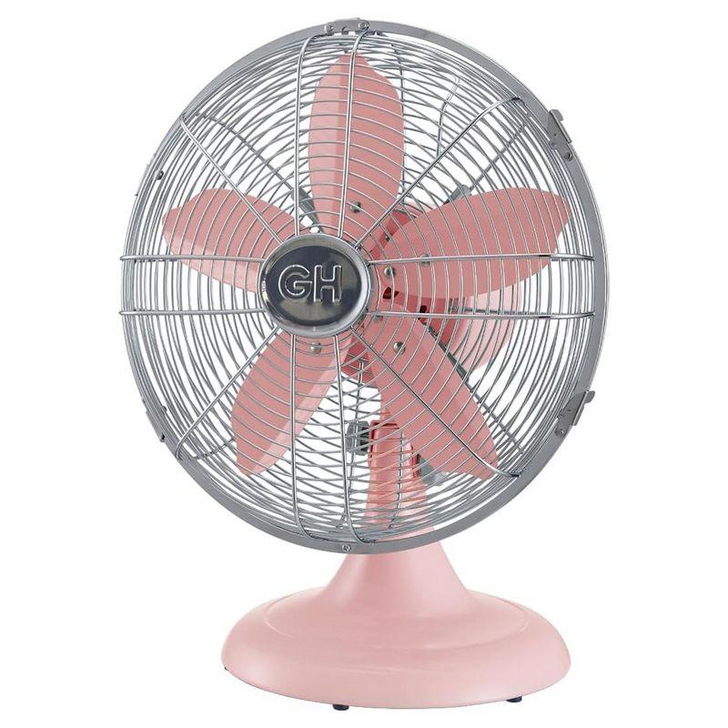 Good Housekeeping Good Housekeeping's All-Metal Retro 3-Speed 12" Oscillating Office Desk Table Fan (Multiple Finishes Available)